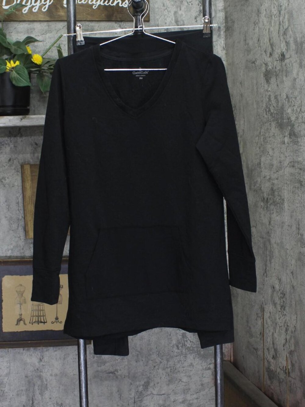 Cuddl Duds Womens Comfortwear Tunic & Legging Lounge Set A650932 Black PM